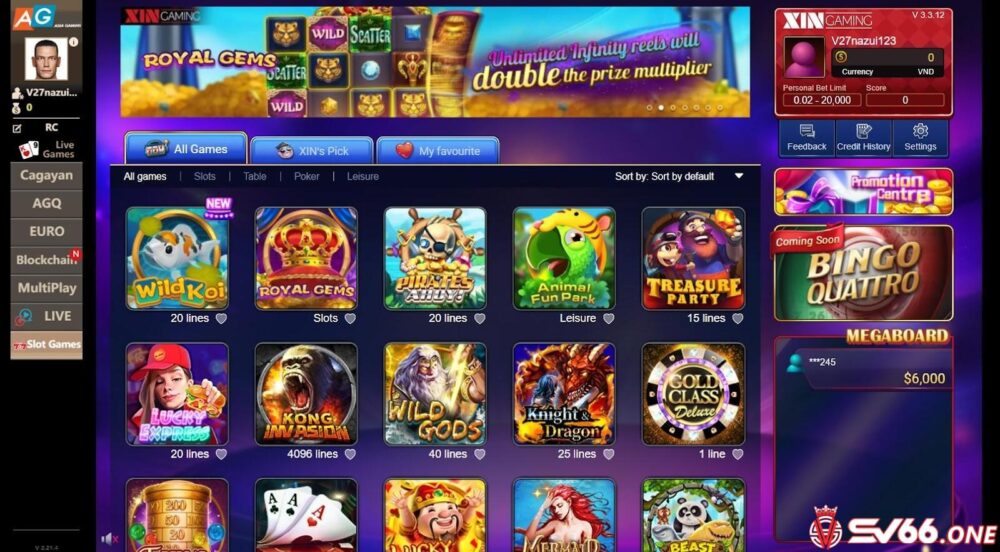 Slot game cũng là mảng giải trí bạn nên thử khi đến với sảnh AG gaming SV66